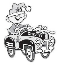 Shop with a cop elf in sheriff's car